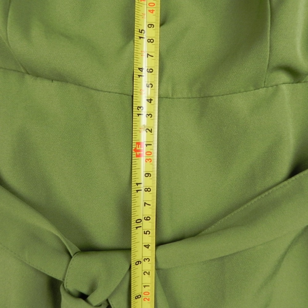 New York & Company Jumpsuit Womens Large Madie V-Neck Ruffled Shoulder Green - Picture 10 of 13